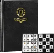 200 Pockets Collecting Album for Coin Flip - Classic Large Capacity Collection Book Coin Holder for Stamps Medals Badges Black CS46BK01