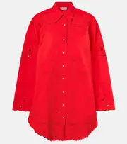 [Juliet Dunn] Juliet Dunn Broderie anglaise cotton poplin shirt UK 14 red