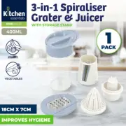 3-In-1 Spiraliser Grater & Juicer Tool With Storage Stand 400ml Kitchen Tool AU