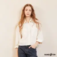 在飛比找momo購物網優惠-【Hang Ten】女裝-韓國同步款-大口袋短版長袖襯衫(米
