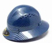 Fiberglass Design Full Brim Blue Hard Hat with Adj Fas-trac Suspension