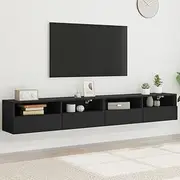 TV Wall Cabinets 2 pcs Black 100x30x30 cm Engineered Wood,Functional TV Wall Unit: Maximize Space and Organize Your Living Room Home Entertainment Furniture