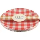 & White Gingham Checkered Picnic Dinner Plate, 9 Inch Melamine, Set 4