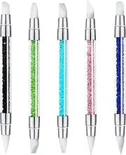 Yaztauho 5Pieces Nail Art Sculpture Pen, D ual Tipped Silicone Nail Tools, Silicone Nails Art Tools For Dotting Salon