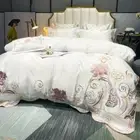 Luxury Embroidered Bedding Set 4pcs Quilt Cover Flat Sheet/bed Skirt Pillowcases