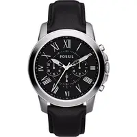 在飛比找PChome24h購物優惠-FOSSIL Grant 旗艦三眼計時復刻腕錶-黑 FS48
