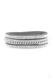 Paparazzi Rhinestone Wrap Bracelet Womens/Unstoppable - Silver