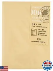 Midori Traveler's Notebook (Refill 006) Passport Size Monthly Diary