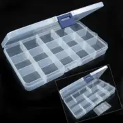 Plastic 15 Slots Adjustable Jewelry Storage Box Pill Beads Case Organizer