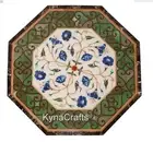 Octagon Marble Entryway Table Top Gemstone Inlay Work Coffee Table for Cafeteria