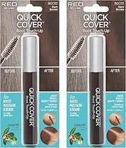 RED by KISS Quick Cover Root Touch Up Rescue (Dark Brown 2 Pack), Mascara Natural Water-Resistant Temporary Gray Concealer Cover Up Brush for Hair Mustache & Beard, Formulated with Jojoba Oil