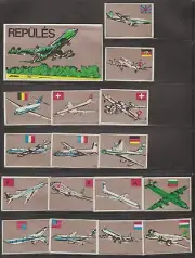 MATCHBOX LABEL HUNGARY-World airlines with flags, pharlap brown, set of 16 +1-**