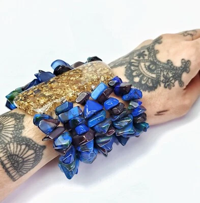 Sobral Fragments Hanna Royal Blue Bead Runway Style Stretch Artist Made Bracelet