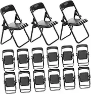 Veemoon Realistic Miniature Chair Mini Phone Holder Foldable Table Stand for Landscape Ornament DIY Decor