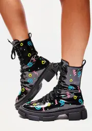 [Dolls Kill x Zig Zag] Funkytown Repurposed Combat Boots