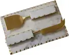 White Marble Gold Foil Edges Platter with Set of 2 Cheese Knife Set Gold Finish