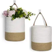 Goodpick 2pack Jute Rope Hanging Basket - 7.8" x 7" inches, & White