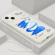 Butterfly Phone Case for iPhone 14 Pro Max 11 12 13 Pro Max 14Pro Max 13Pro 14 Plus Back Cover Liquid Flower Case with Lanyard,B,YK000414,for iPhone 14 Plus