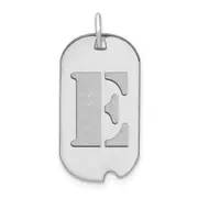 14k White Goldw Polished Letter E Initial Dog Tag Pendant