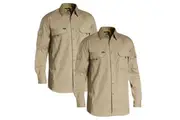 2 x Bisley Mens X AIRFLOW Ripstop Shirt BS6414- Khaki