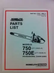VINTAGE CHAINSAW - HOMELITE 750 IPL- PARTS LIST MANUAL - BROCHURE