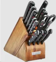 NIB WÜSTHOF Gourmet 16-Piece Knife Block Set, Acacia Knife Block Made in GERMANY