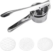 YC-GREHUN Potato Ricer, Stainless Steel Mash Potato Ricer with 3 Interchangeable Discs, Heavy Duty Potato Masher Ricer Kitchen Tool, Mashing, Fruit Pulp, Fruits and Vegetable,Lemon Squeezer
