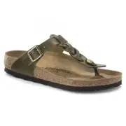 BIRKENSTOCK Women's Gizeh Braided Green Olive Oiled Leather (regular width) - 10