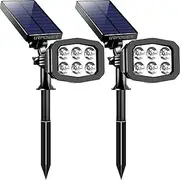 URPOWER Solar Lights Outdoor, Upgraded 2 Modes Solar Lights 2-in-1 Waterproof Solar Spotlight Auto On/Off Solar Wall Lights Pathway Lights Landscape Lighting for Yard Garden Pool- Cool White (2 Pack)