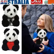 25cm Rose Flower Teddy Bear with Heart/ Bowtie Panda Doll for Valentine's Day