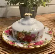 Old Country Roses Round Butter Dish/Lid~Royal Albert ~Bone China~England