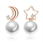 3PCS Copper Woman Fashion Jewelry Simple Retro Star Moon Earrings