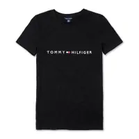 在飛比找PChome24h購物優惠-TOMMY 經典刺繡小LOGO文字短袖T恤 (女)-黑色