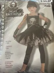 Forum Novelties 76408 Kids Skull Ballerina Costume, Black, Large