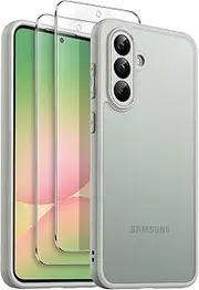 [JETech] 3 in 1 Matte Case for Samsung Galaxy A56 5G with 2-Pack Tempered Glass Screen Protector, Translucent Frosted Shockproof Phone Cover with Camera Protection (Olive)