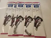 Lot 5 Packs New Mustad Snelled Fish Hooks Size 4 Carlisle 214 8 lb test Bronze
