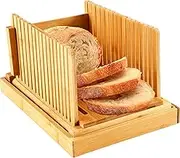 Bread Slicer Bamboo Bread Slicing Guide Foldable Toast Bread Slicer 3 Different Thickness Bread Cutting Guide with Crumb Tray Portable Reusable Loaf Slicer Cutter Food Grade for Bread Loaf Cakes ...