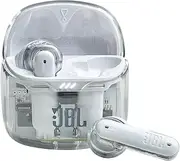 JBL Tune Flex, JBL Pure Bass Sound, Active Noise Cancelling with Smart Ambient, 4 mics for Perfect Calls, Up to 32 Hours of Battery Life, Water Resistant & sweatproof, White Ghost