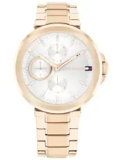 [Tommy Hilfiger] Lori Ionic Plated Carnation Gold Steel Dial Watch in Silver White