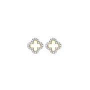9ct Gold Diamond Clover Stud Earrings