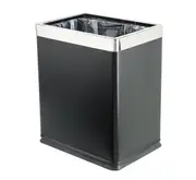 Dolphy 10L Rectangular Stainless Steel Waste Bin - Black Open-Top Dustbin for Bathroom, Office, Hotel & Home Use