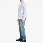 AMI Paris Heart Striped Button Down Oxford Shirt