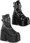 Pleaser Demonia 5" Chunky Heel, 3" Platform Lace-Up Mid-Calf Boot, Back Zip