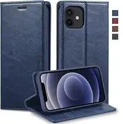GoshukunTech Wallet Case for iPhone 12 mini,for iPhone 12 mini Leather Flip Case with RFID Blocking Card Holders Stand Feature Cash Pocket Magnetic Cover[Navy Blue]