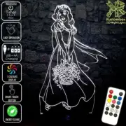 SNOW WHITE PRINCESS 3D LED Night Light 7 Colour Change Room Lamp Battery USB