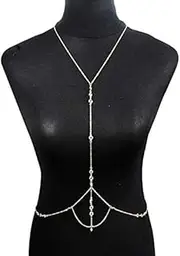 [Generic] Summer Beach Crystal Harness Bra Body Chain Sexy Bikini Chest Body Chain Festival Rave Multi-layered Waist Chain Body Accessories Jewelry for Women