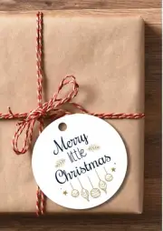 12 Merry Little CHRISTMAS GIFT TAGS Xmas Present Navy Gold Gifts Label custom