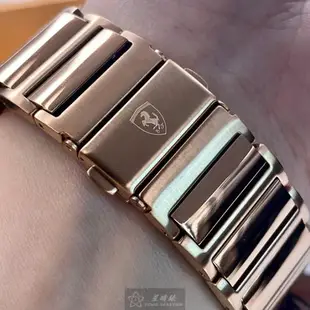 FERRARI手錶, 男錶 44mm 玫瑰金八角形精鋼錶殼 黑色三眼, 時分秒中三針顯示錶面款 FE00127