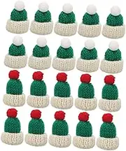 FELTECHELECTR 20Pcs Christmas Mini Knitting Hats for Dolls DIY Craft Accessories Unique Decorative Ornaments for Bottle Caps and Crafts Safe Knitted for Festive Projects