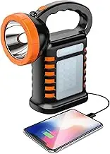 GkgWuxf Work Light Rechargeable,Solar-Powered Portable LED Light with 3 Modes - Multifunctional Bright Waterproof Survival Flashlight for Mechanic Job Site Camping Backyard Outdoor Garage